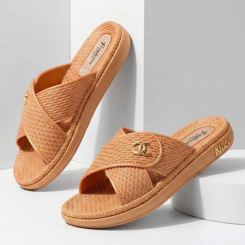 NICE PURPLE Cross Comfy Flip Flops for Women