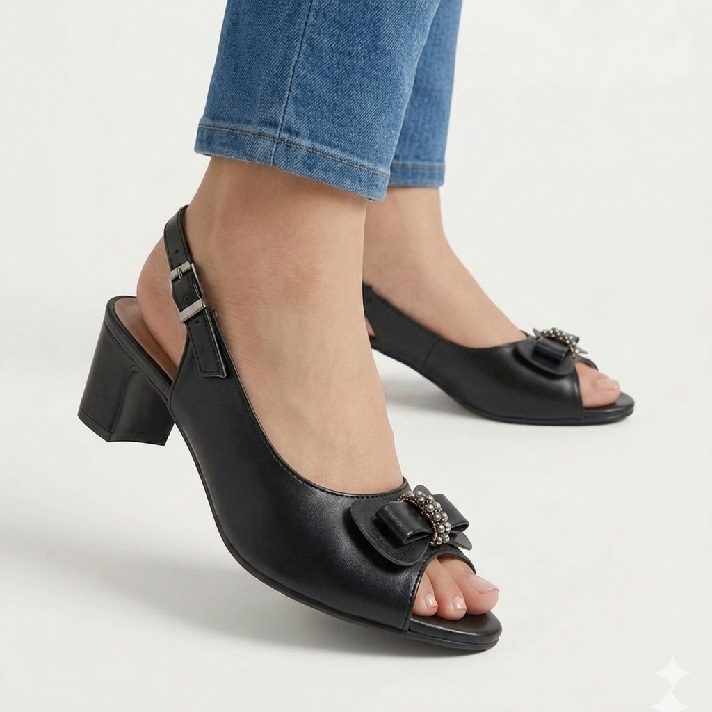 Bow Stylish BEIGE French Heel Sandals