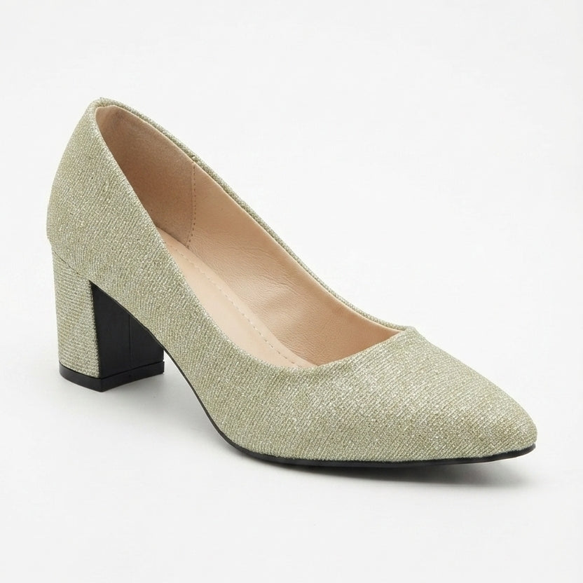 Glitter PEACH Heel Court Shoes for Women
