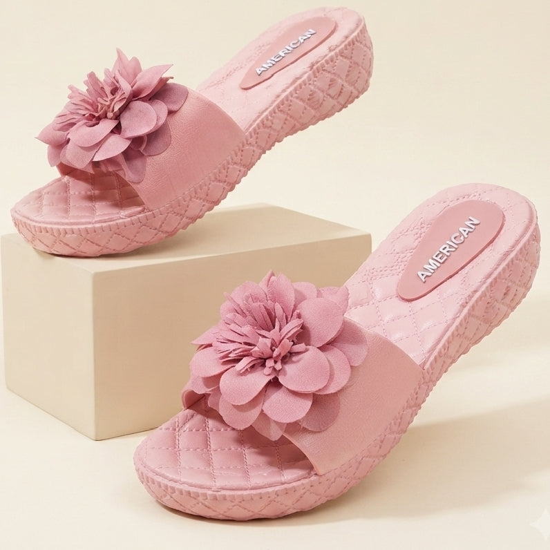 Flower MAROON Casual Flip Flops for Women