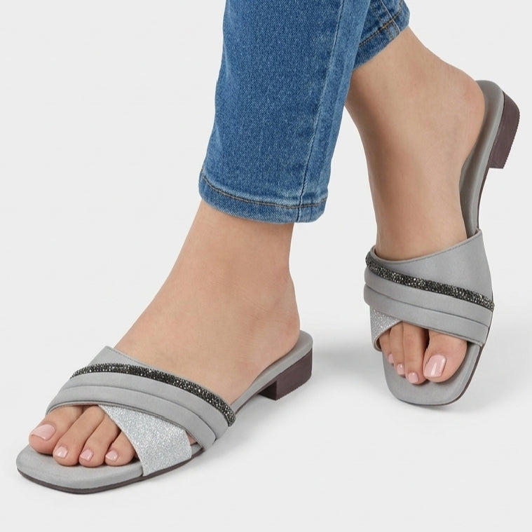 Women Korean Silk Flat Slippers