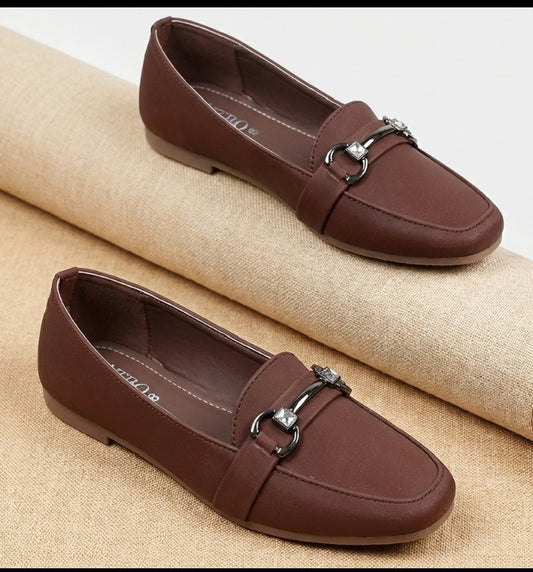 Chic Dark BROWN Closed-Toe Flat Loafers Shoes for Women