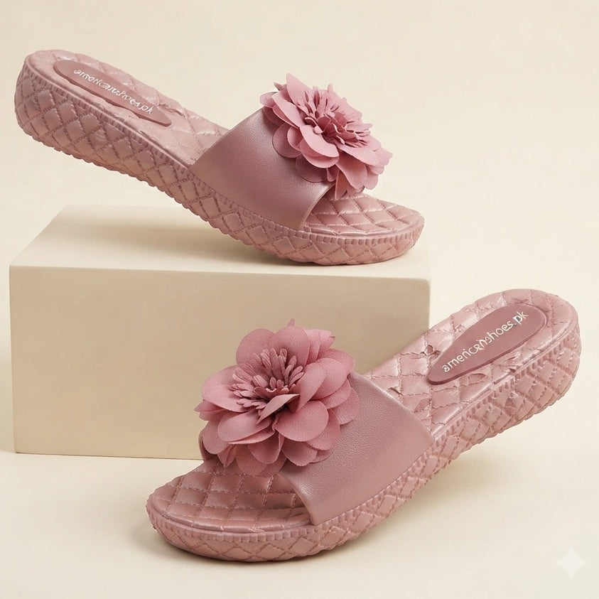 Flower MAROON Casual Flip Flops for Women