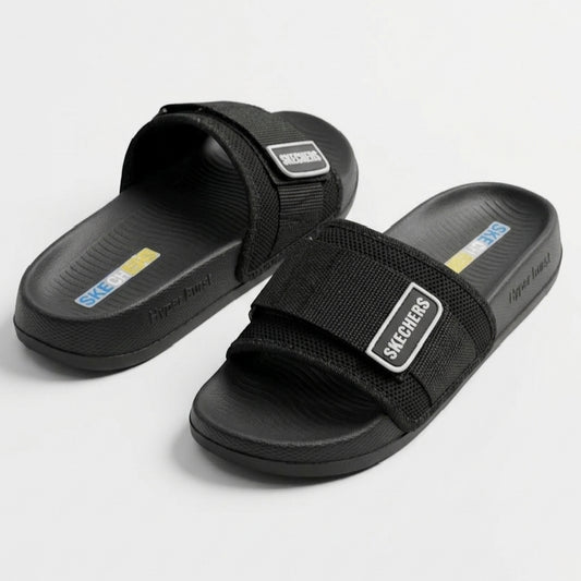 BLACK Hyperbrust Skechers Slides for Mens