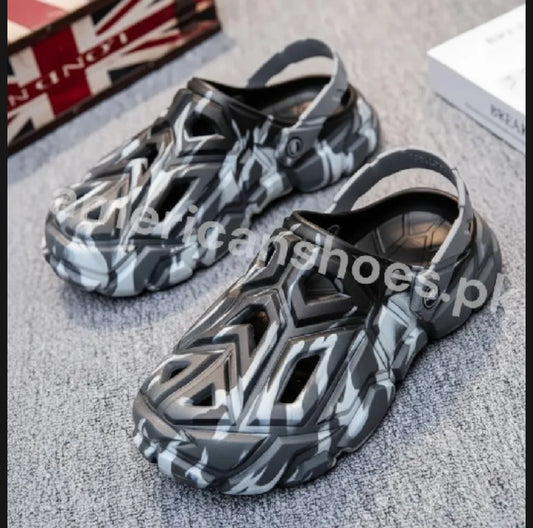 Geometric Texture EVA Clogs for Mens - BLACK SPRAY