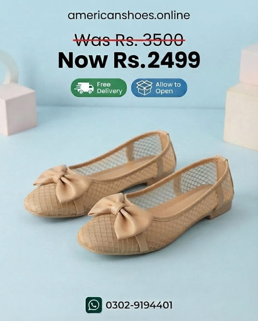Comfortable Black & Beige Bow Flat Pumps & Loafer Shoes for Women