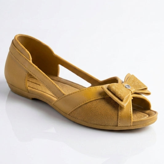 Bow-Tie Open Shoes Casual Pumpy for Women - BEIGE