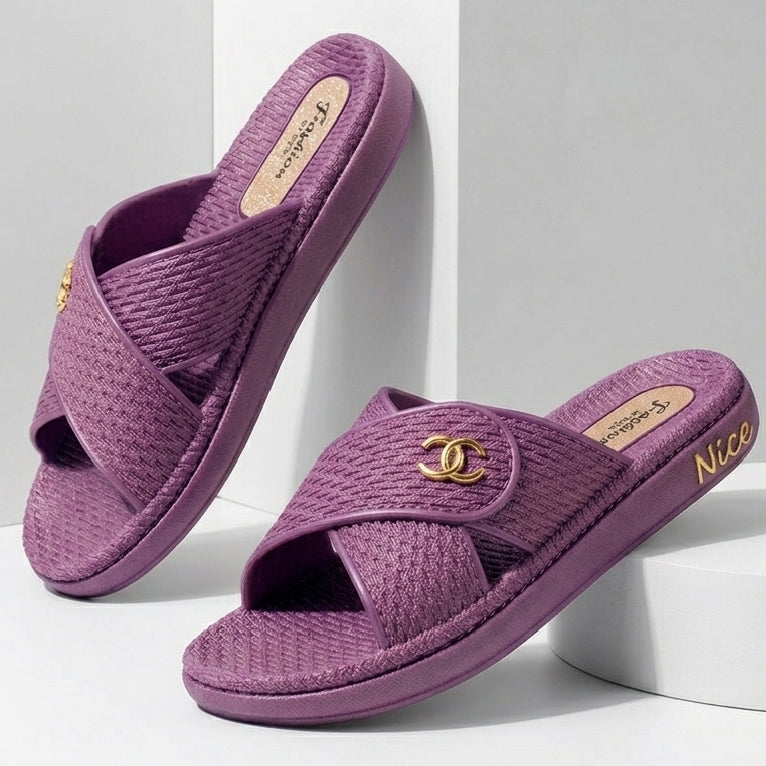 NICE PINK Cross Comfy Flip Flops for Women