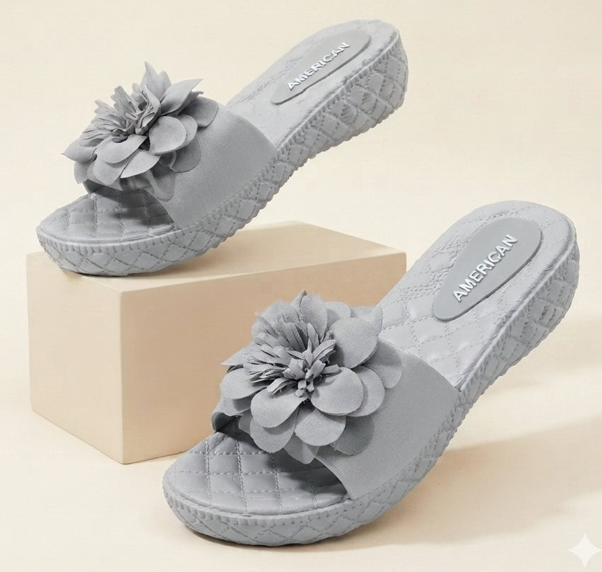 Flower MAROON Casual Flip Flops for Women