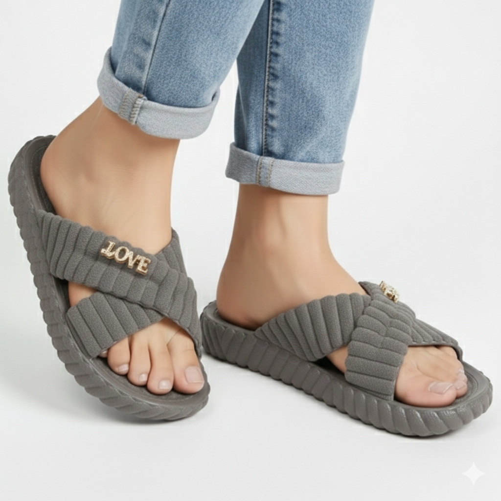 LOVE Cross House Slippers for Women - BEIGE