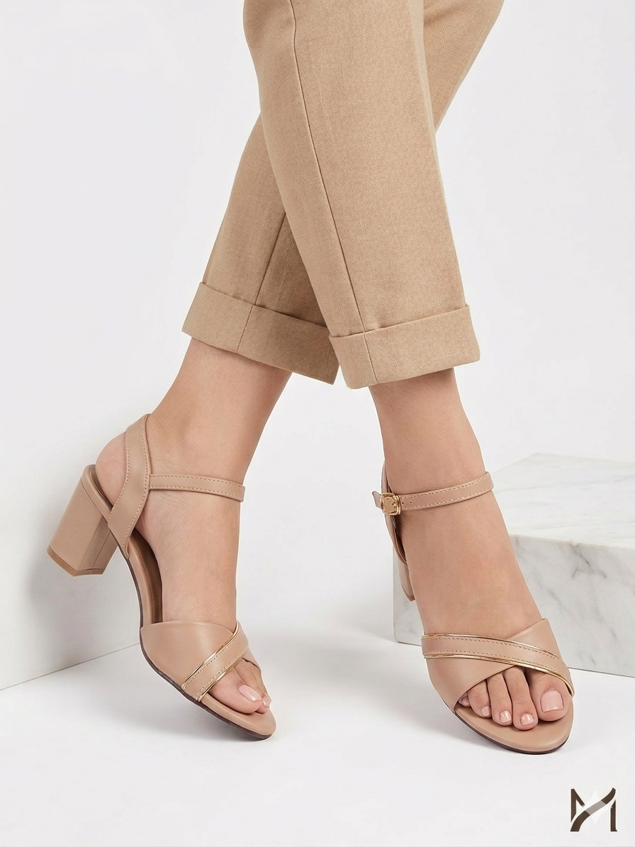 Minimalist WHITE Block Heeled Sandals