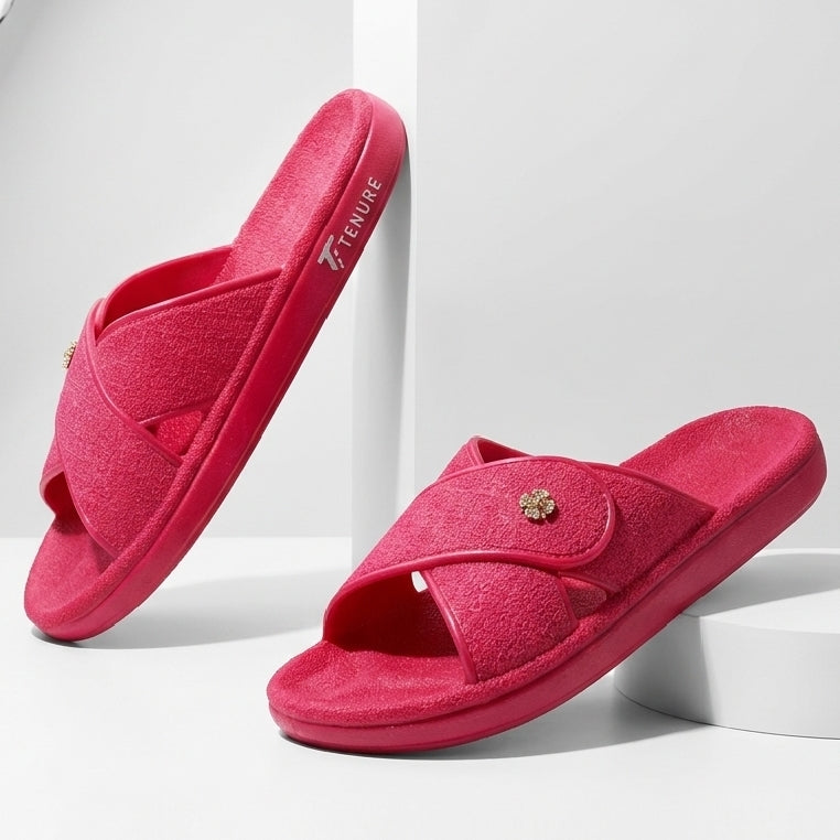NICE PINK Cross Comfy Flip Flops for Women