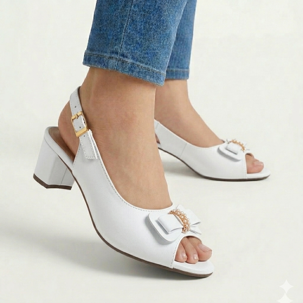Bow Stylish BEIGE French Heel Sandals