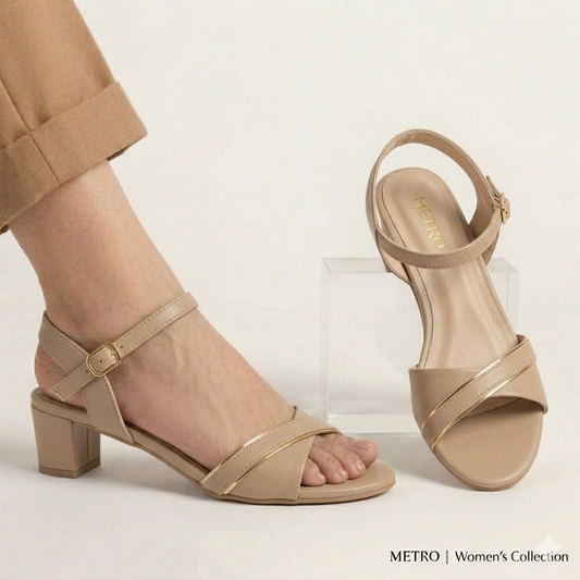 Minimalist BEIGE Block Heeled Sandals