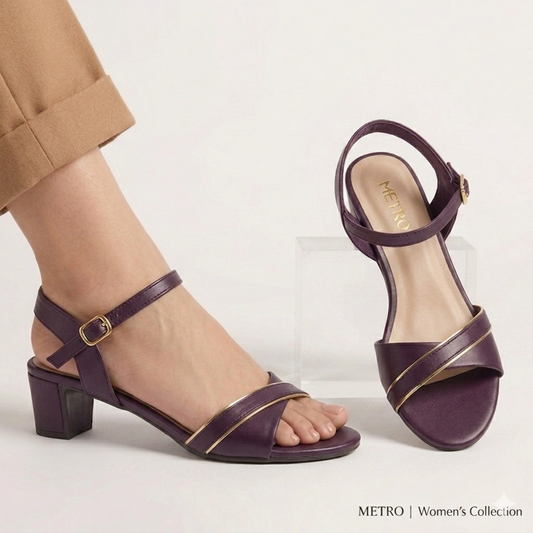 Minimalist PURPLE Block Heeled Sandals