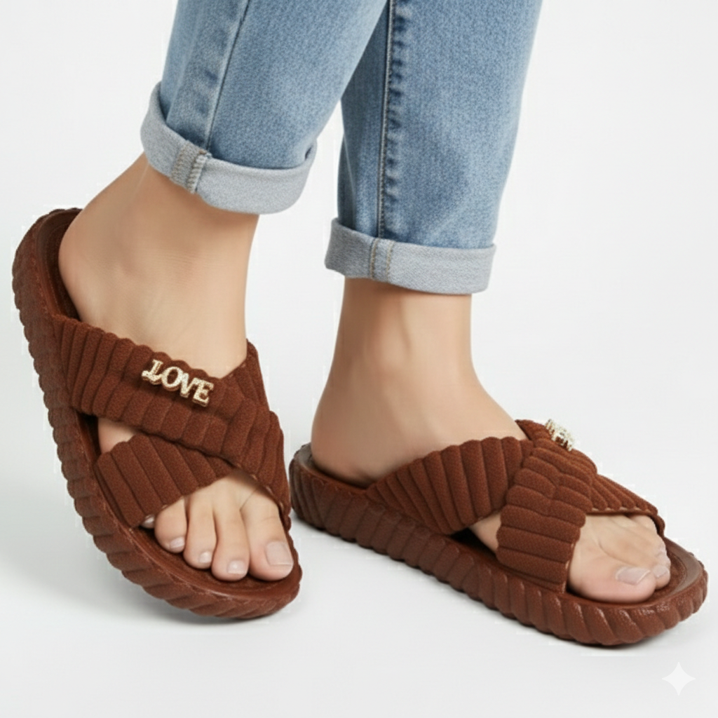 LOVE Cross House Slippers for Women - BEIGE