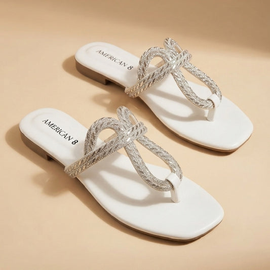 Wedding WHITE Fancy Party Flat Sandals