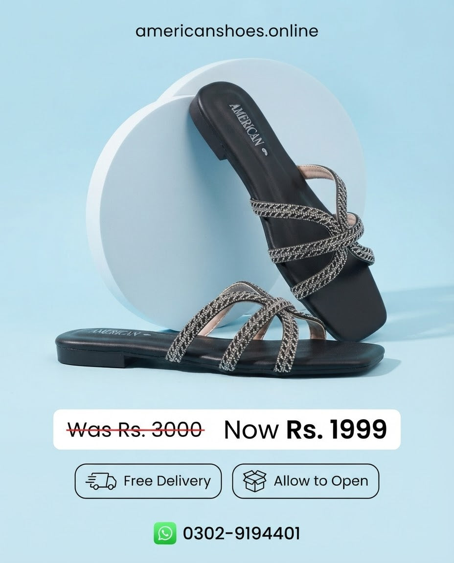 Scorpian Shape BLACK Flat Sandals for Women