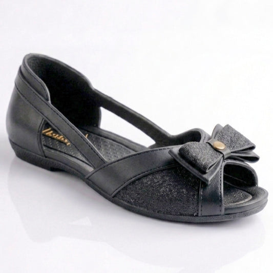 Bow-Tie Open Shoes Casual Pumpy for Women - BLACK