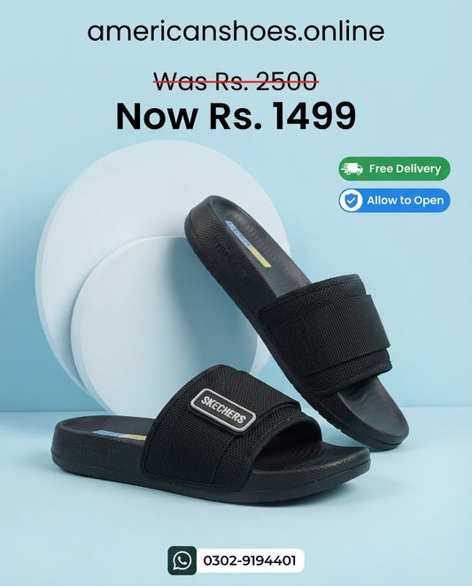 Hyperbrust Skechers Slides for Mens - Black & Blue