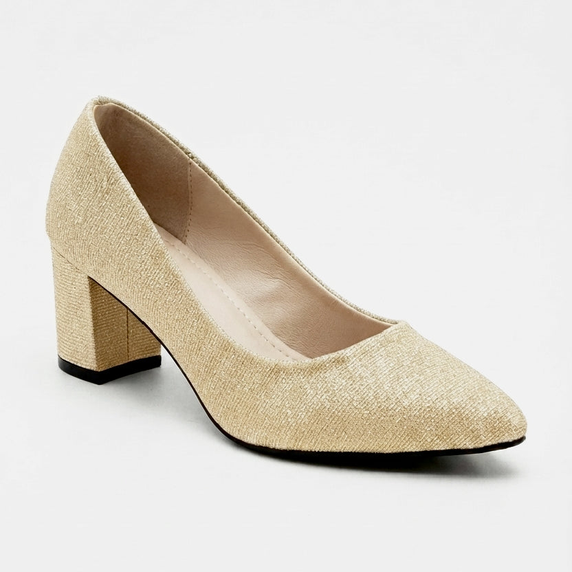 Glitter GOLD Heel Court Shoes for Women