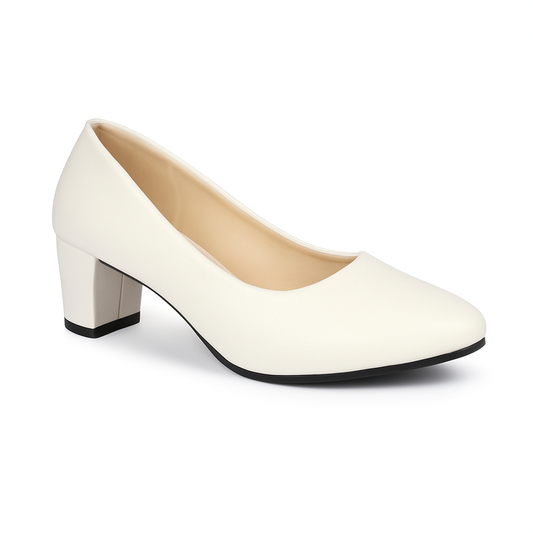 Formal WHITE Heel Court Shoes for Women