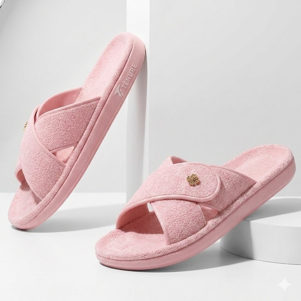 NICE PINK Cross Comfy Flip Flops for Women