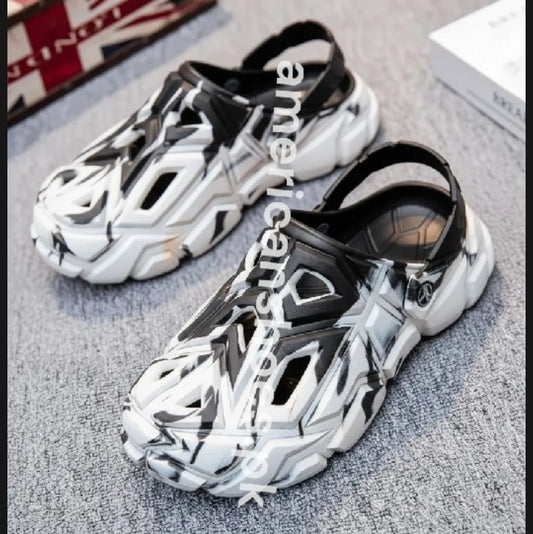 Geometric Texture EVA Clogs for Mens - WHITE SPRAY