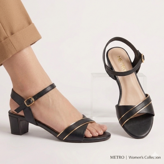 Minimalist BLACK Block Heeled Sandals