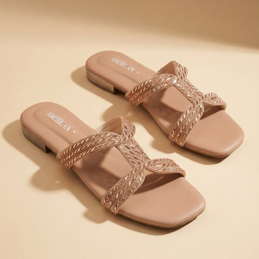 Fancy BLACK Flat Slippers for Women