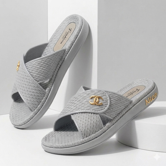 NICE GREY Cross Comfy Flip Flops for Women