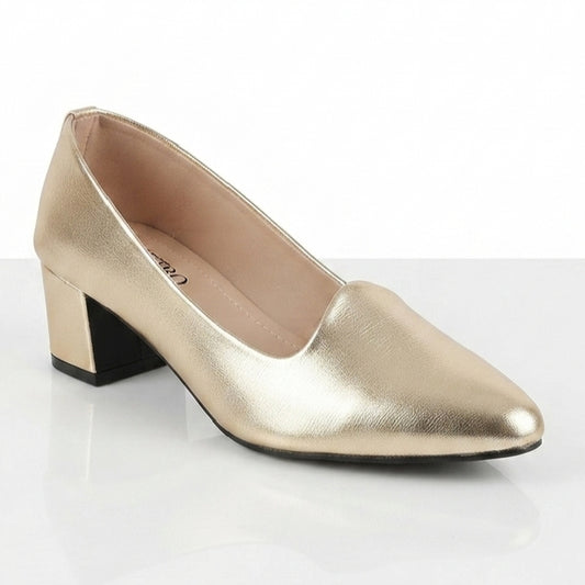 Patent GOLD Heel Court Shoes for Women