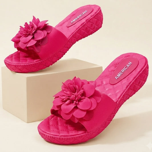 Flower MAROON Casual Flip Flops for Women