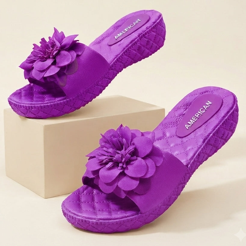 Flower MAROON Casual Flip Flops for Women