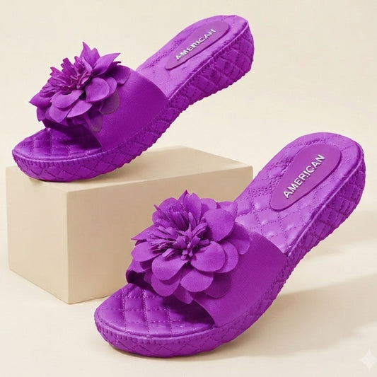 Flower PURPLE Casual Flip Flops for Women