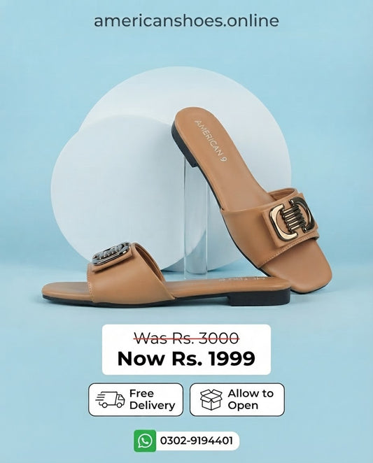 Buckled Bow Flat Slippers for Women