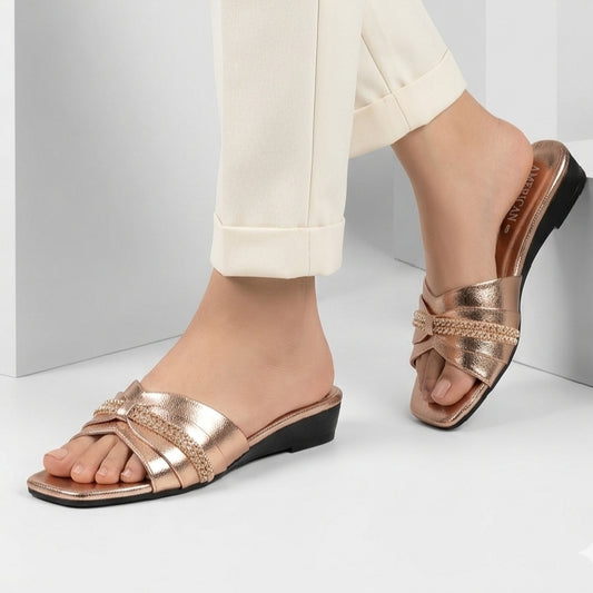 Flat Patent PEACH Sandals for Women